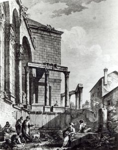 Jupiter temploma Diocletianus (245-313), 284-305 római császár palotájában, Splitben, a dalmát tengerparton, Francesco Bartolozzi (kb. 1727-1815), 1768.